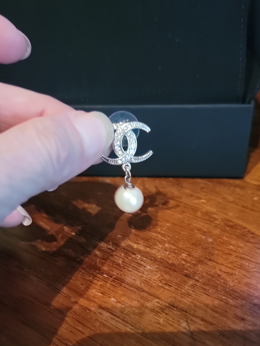 Inspired Silver Crystal Faux Drop Pearl Earring